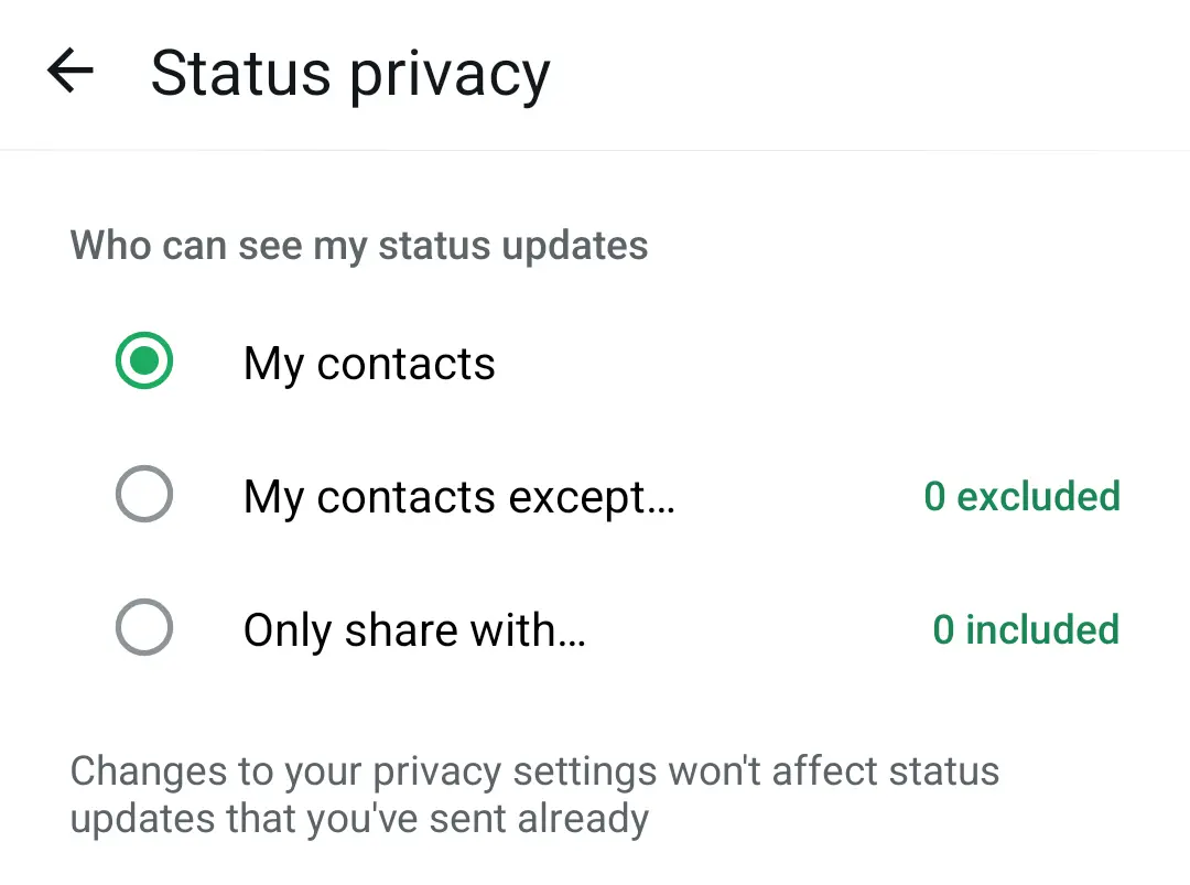 Image: Android screenshot of WhatsApp privacy settings