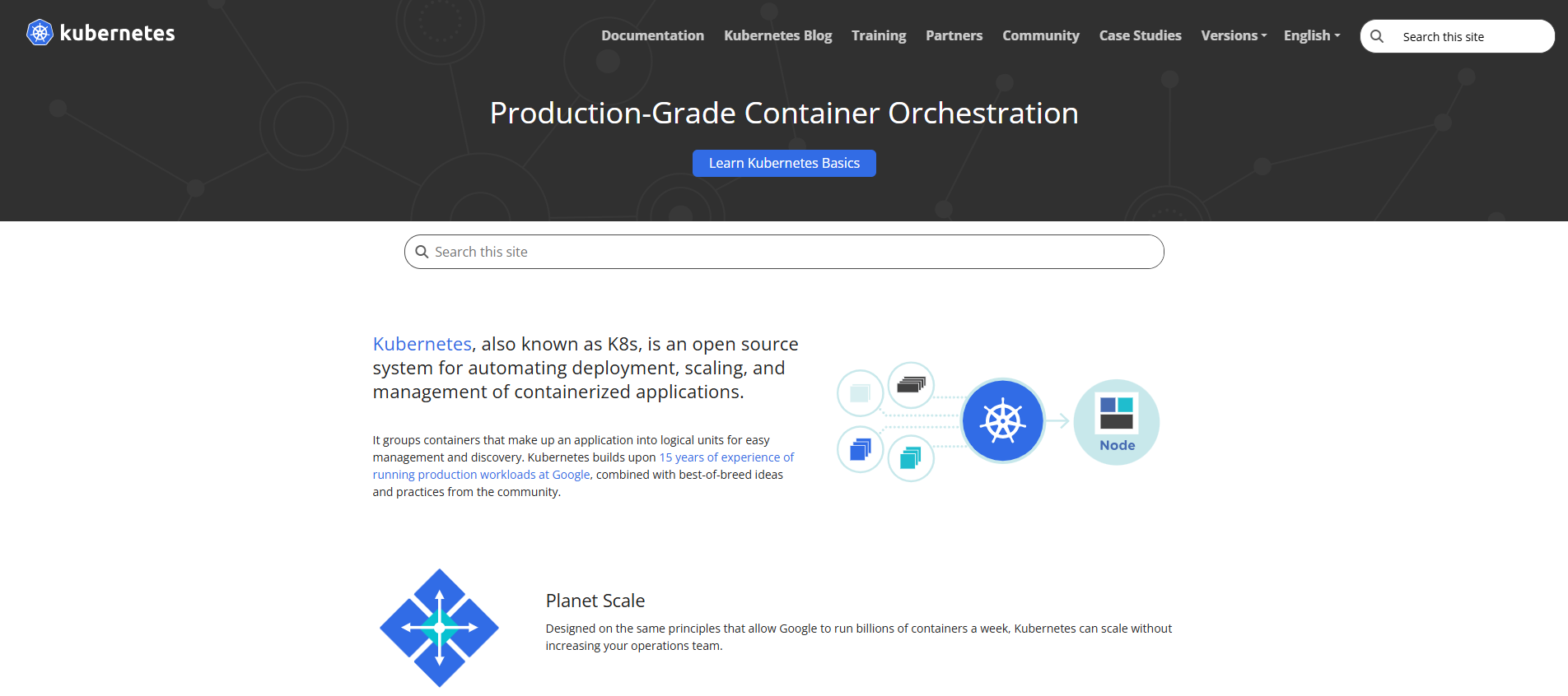 Kubernetes Homepage Afbeelding: Kubernetes Homepage
