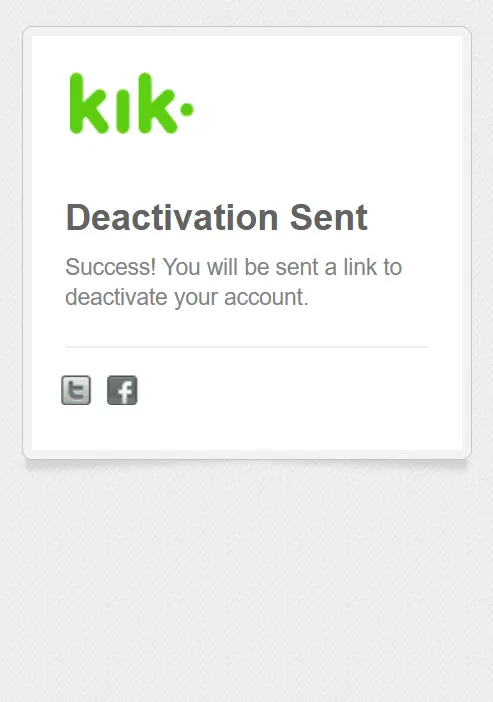 Afbeelding: Confirmation of the deactivation link being sent