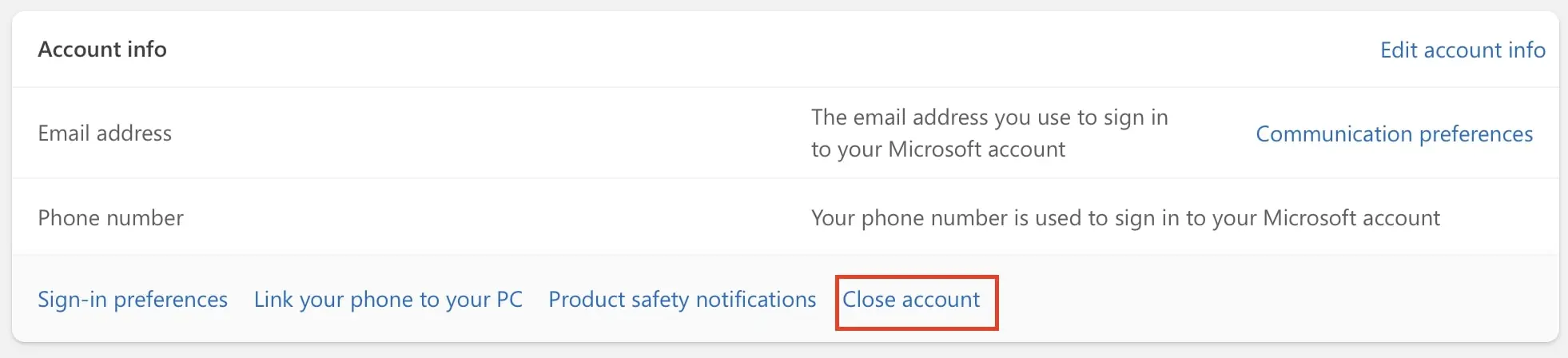 Afbeelding: Microsoft account in desktop browser