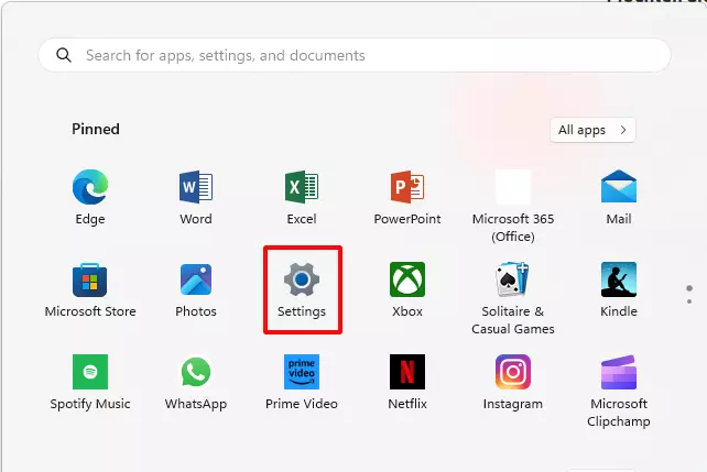 Afbeelding: Screenshot of the Windows 11 Start menu