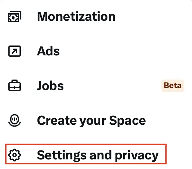 Afbeelding: Twitter: ‘Settings and privacy’