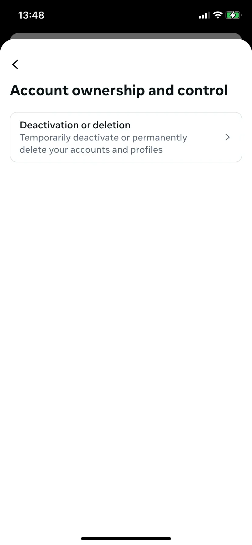 Afbeelding: Menu ‘Account ownership and control’