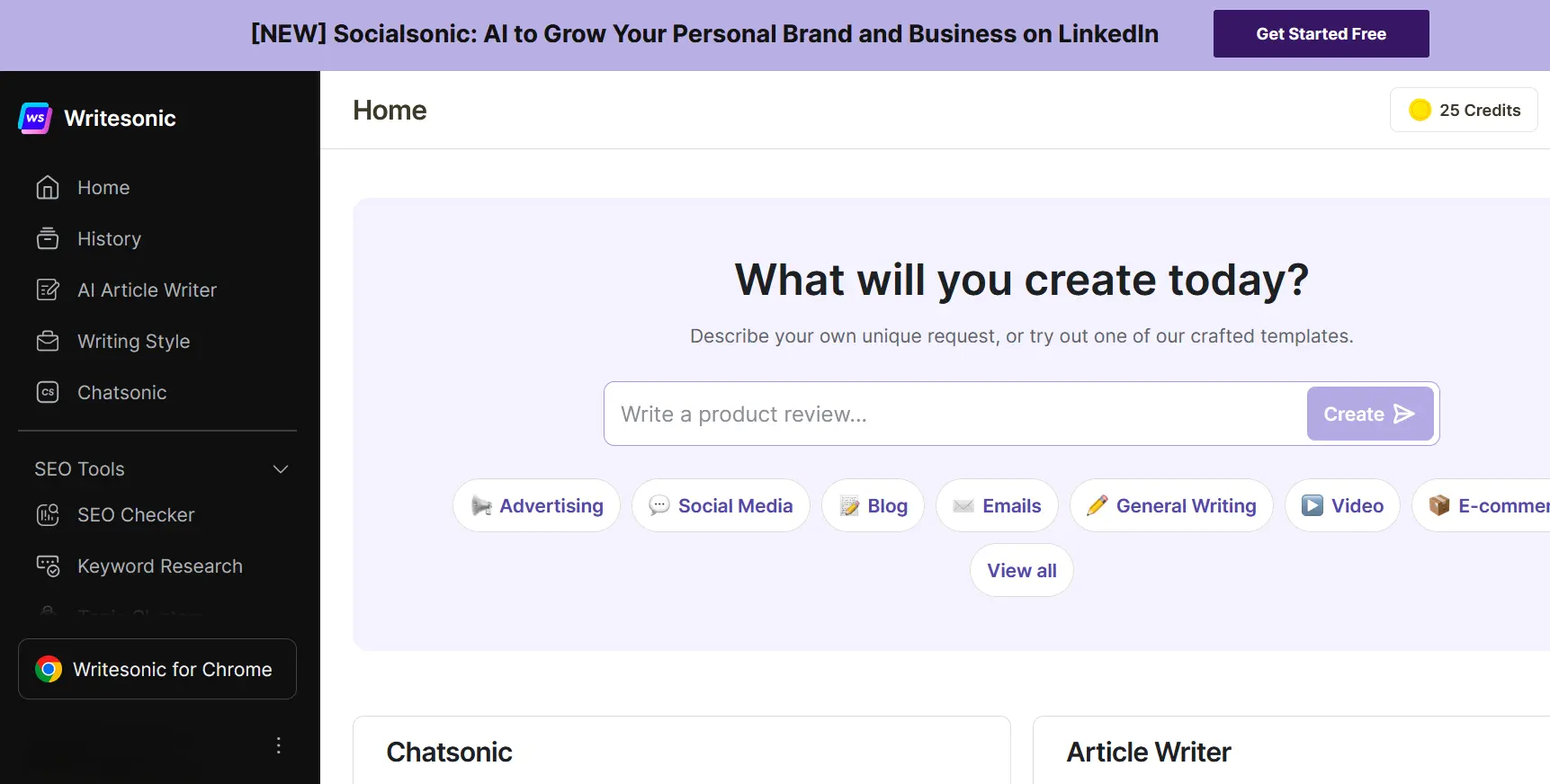 Afbeelding: Screenshot of Writesonic’s website