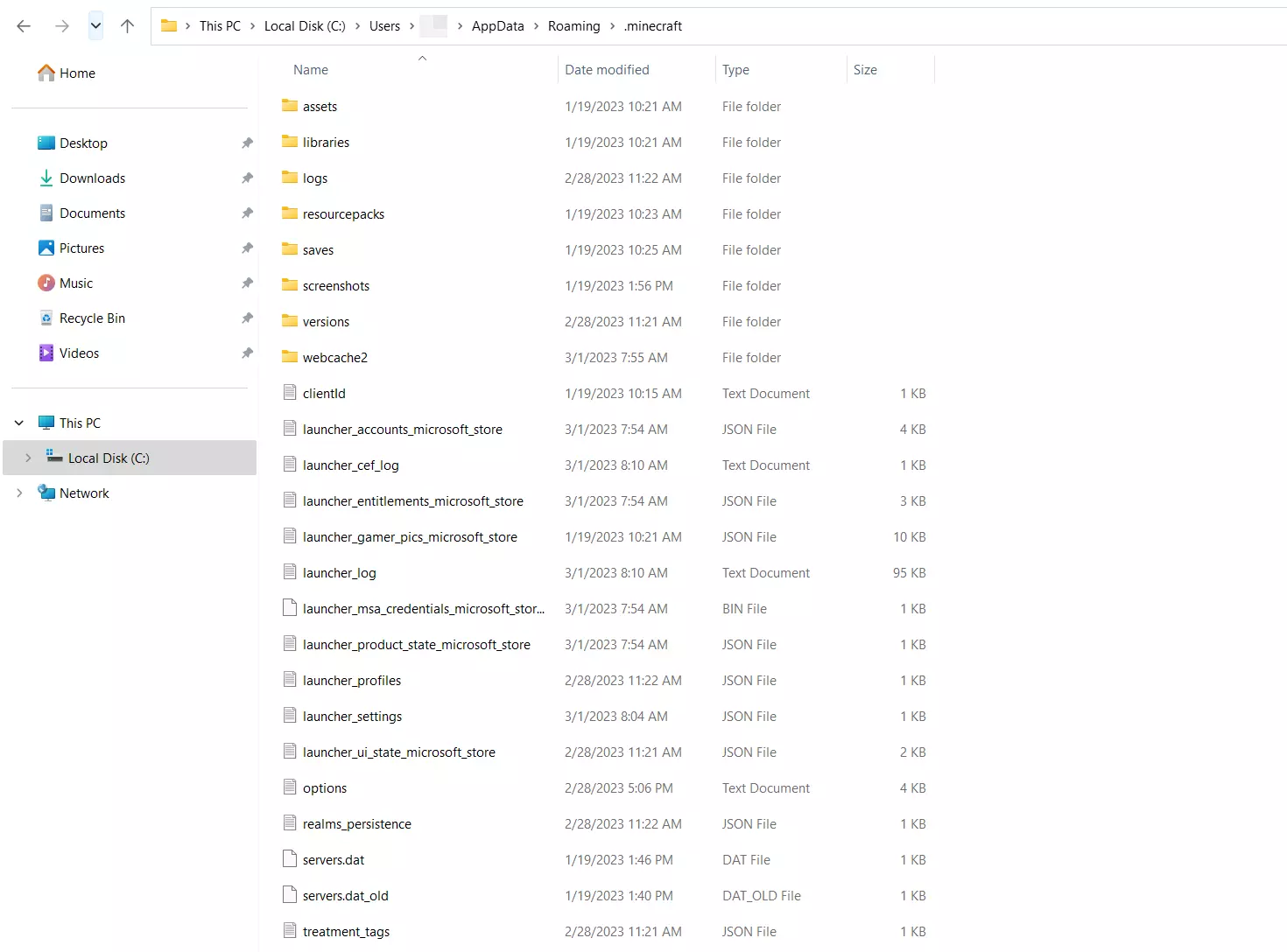 Afbeelding: You can find the .minecraft folder in the AppData folder