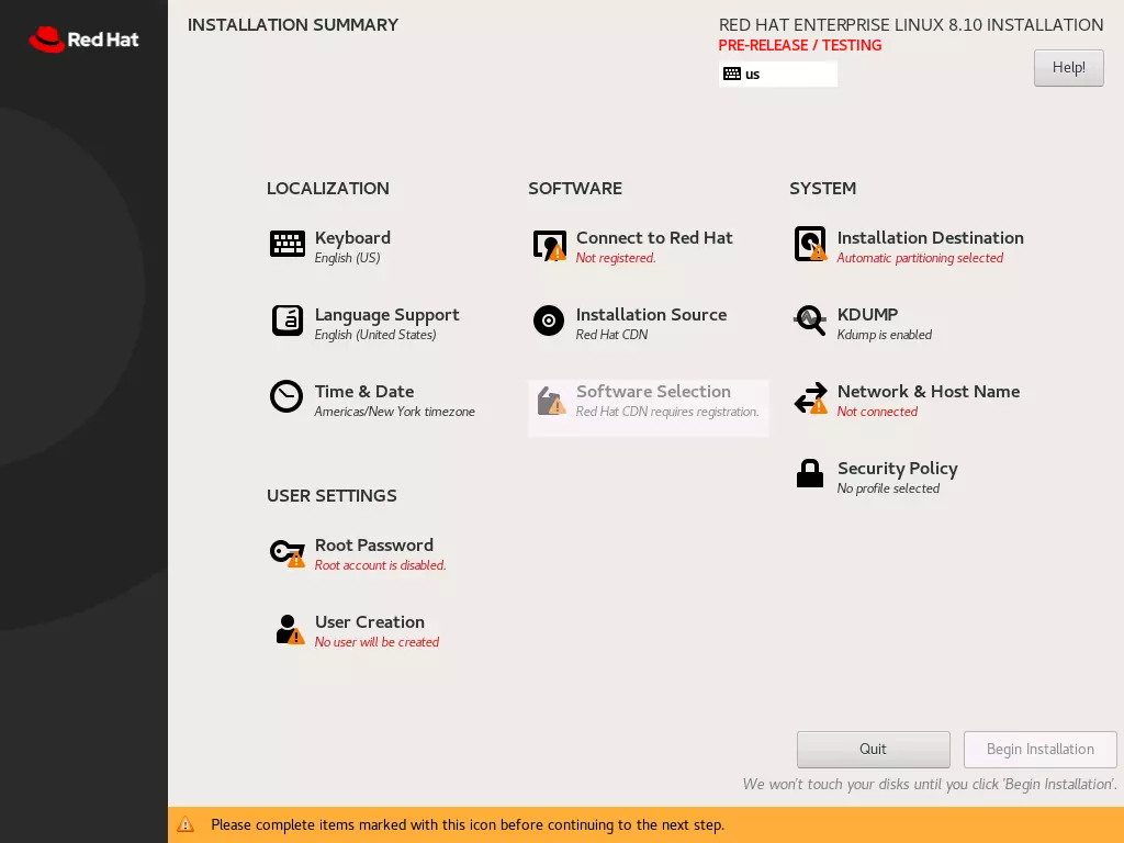 Afbeelding: Screenshot of the installation menu