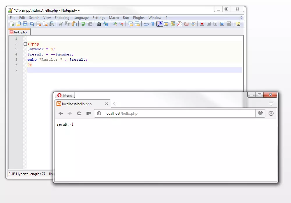 Pre-decrement the number 0 Afbeelding: Pre-decrement the number 0