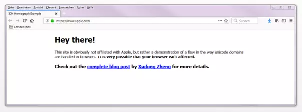 Afbeelding: Example of a homographic attack