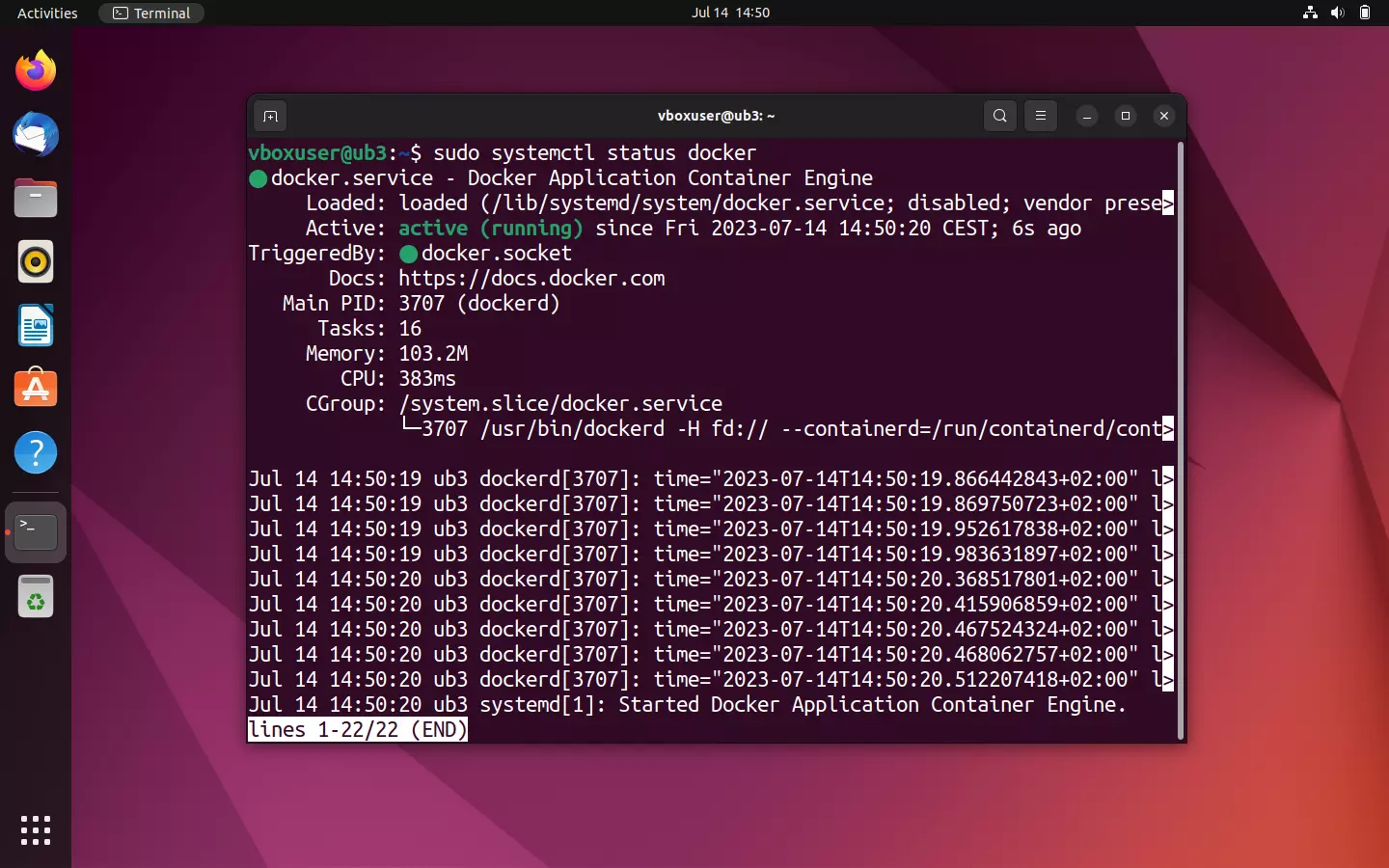 The status query via systemctl shows: The Docker engine is active (running) Afbeelding: The status query via systemctl shows: The Docker engine is active (running)