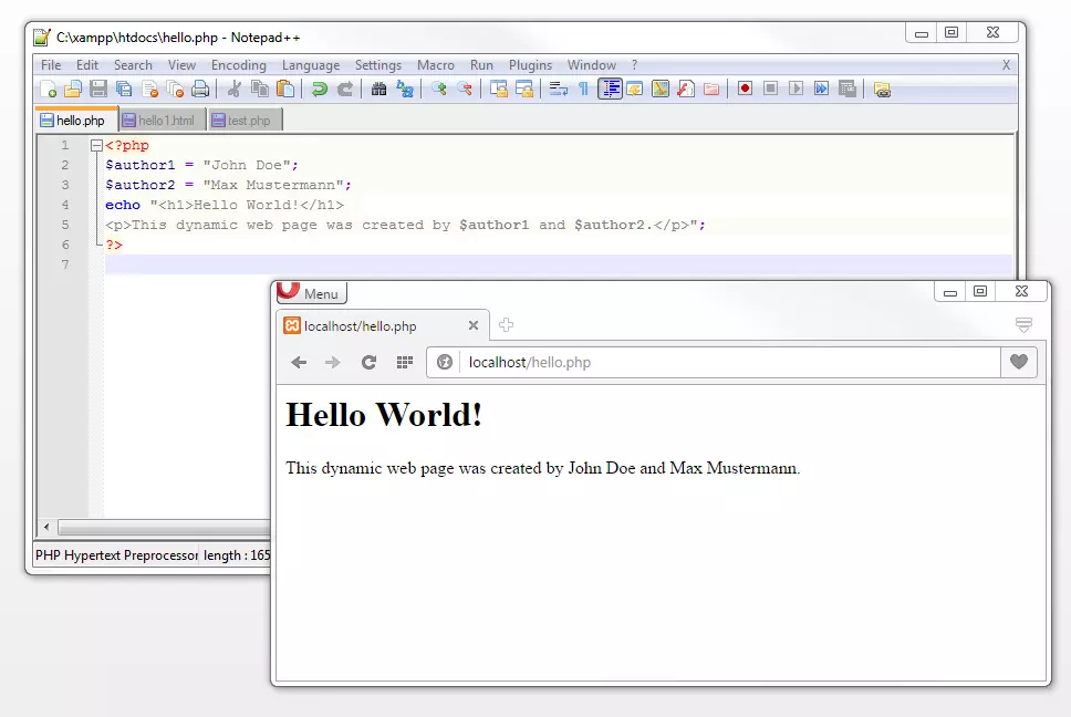 Text output with two variables Afbeelding: Text output with two variables