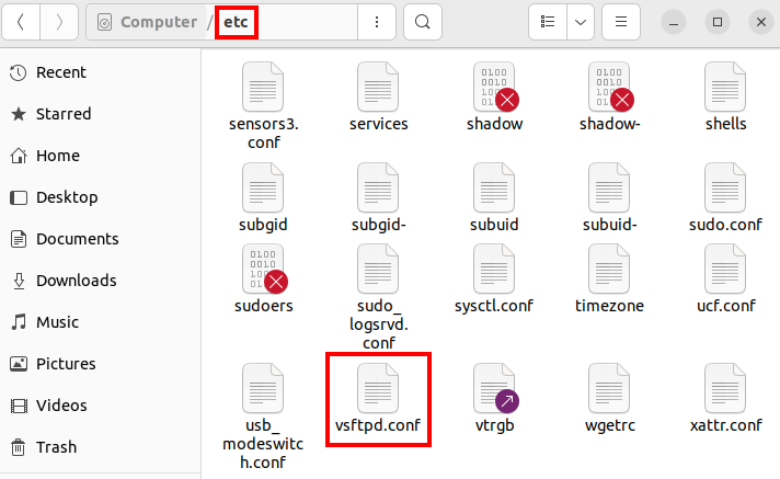 Arquivos disponíveis no diretório etc do arquivo de configuração Imagem: Arquivos disponíveis no diretório etc do arquivo de configuração