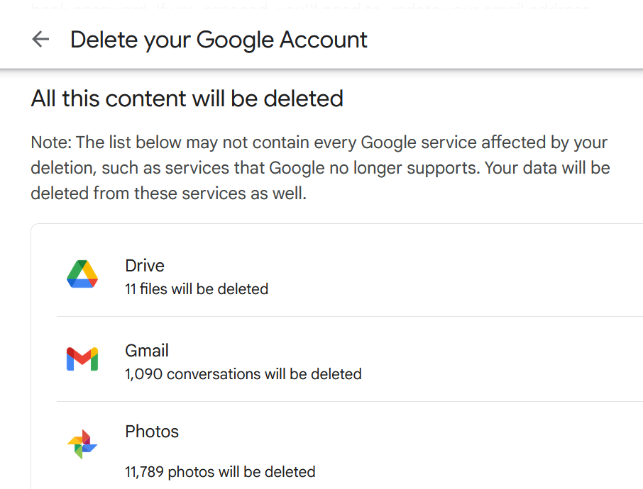 Lista de arquivos e conteúdos que serão excluídos ao fechar a conta do Google Lista de arquivos e conteúdos que serão excluídos ao fechar a conta do Google