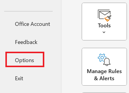 Menu Informações do Outlook Menu Informações do Outlook