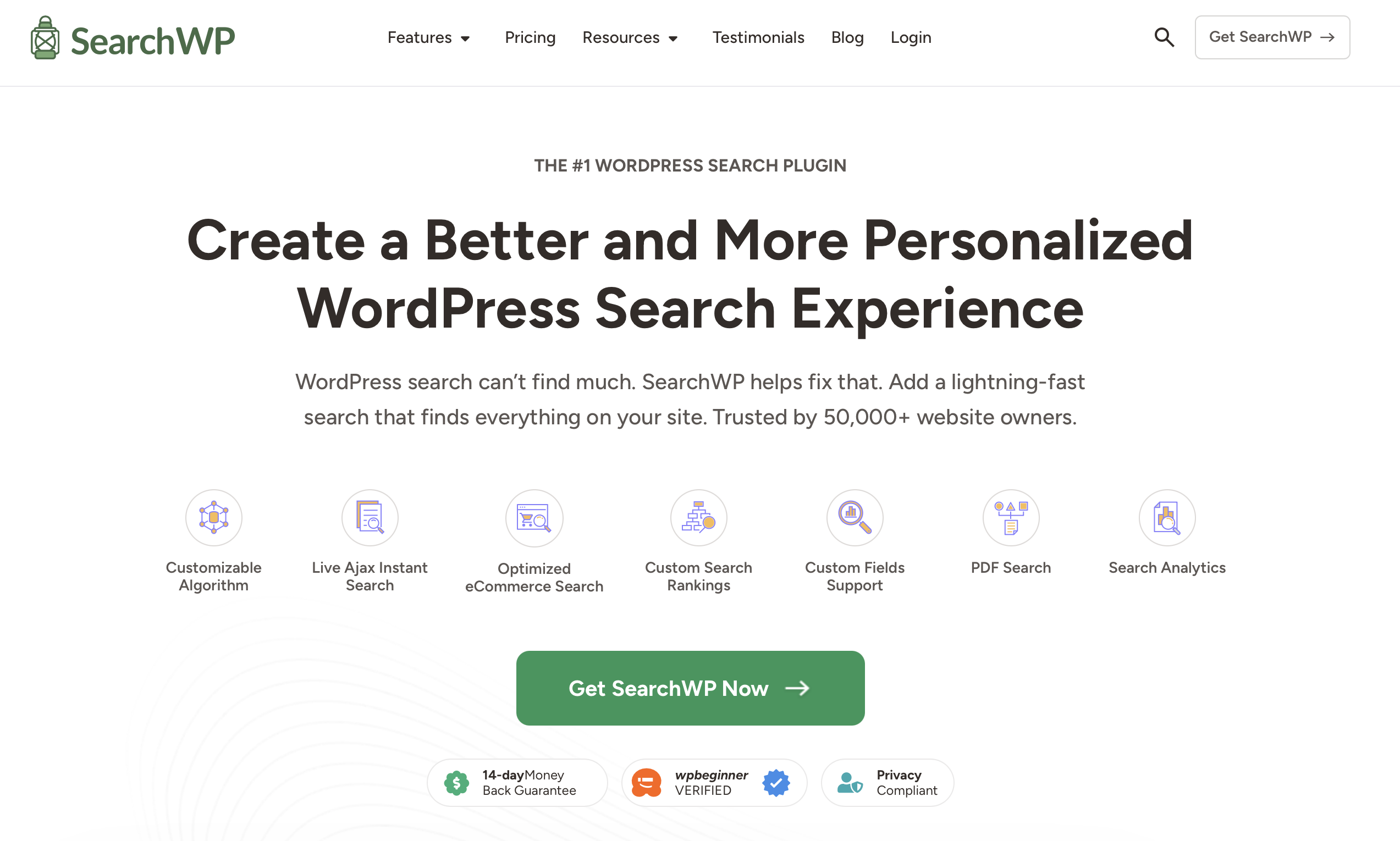 Site do plugin WordPress SearchWP Imagem: Site do plugin WordPress SearchWP