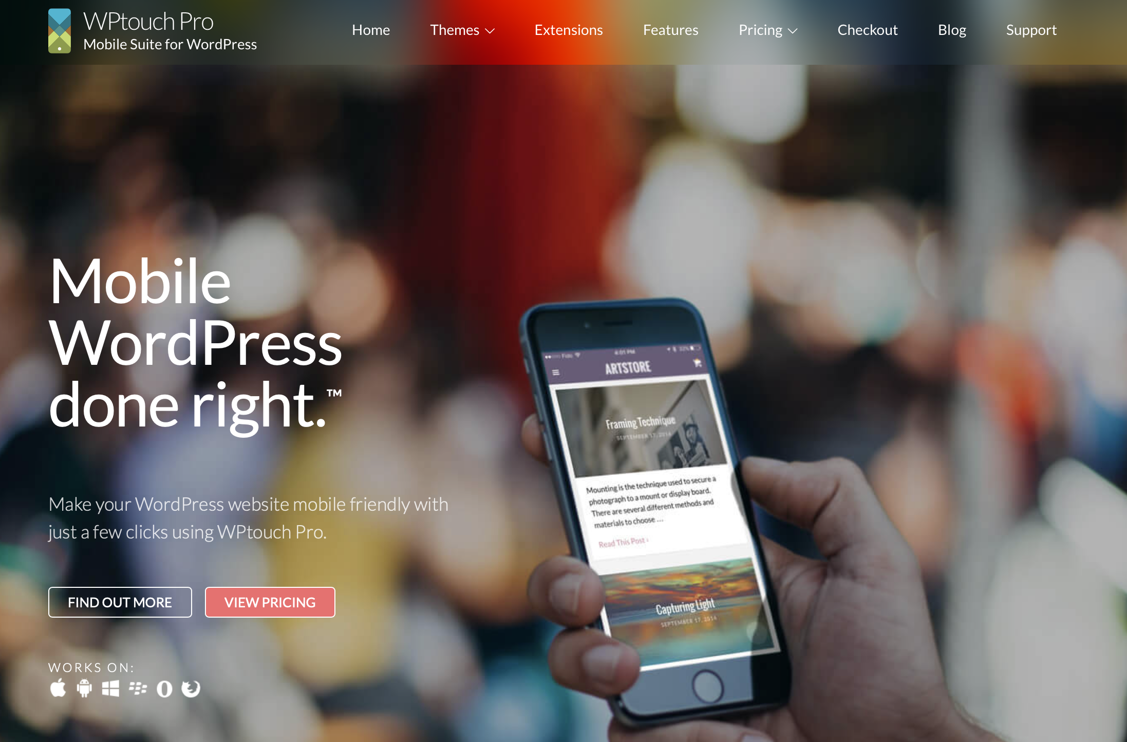 Site do plugin WordPress WPtouch Pro Imagem: Site do plugin WordPress WPtouch Pro