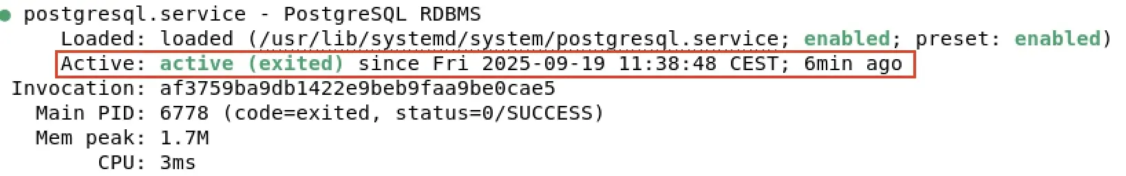Imagem: Captura de tela do status do servi&ccedil;o PostgreSQL