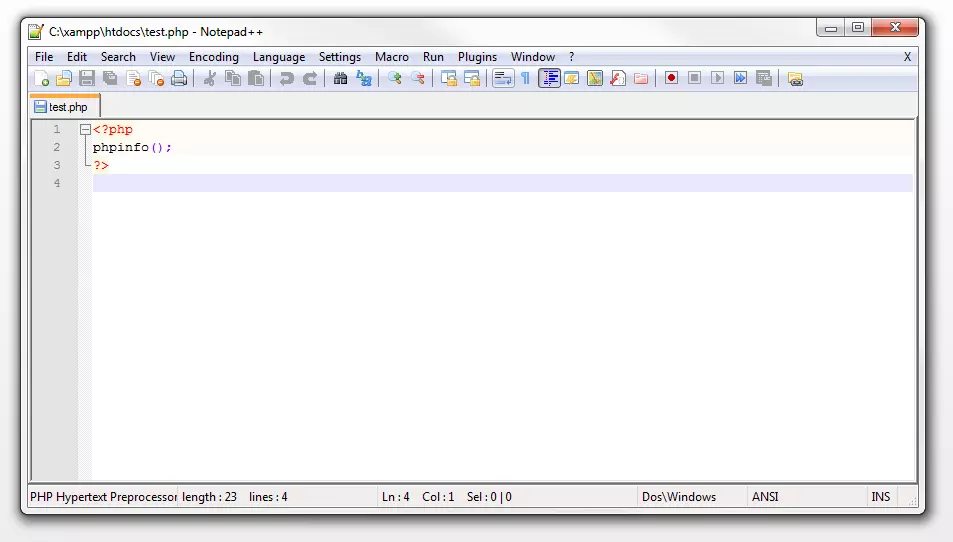 Código PHP no editor de texto Código PHP no editor de texto