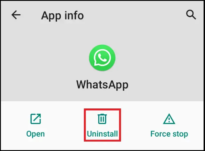 Desinstalação do WhatsApp pelas configurações do dispositivo Imagem: Desinstalação do WhatsApp pelas configurações do dispositivo