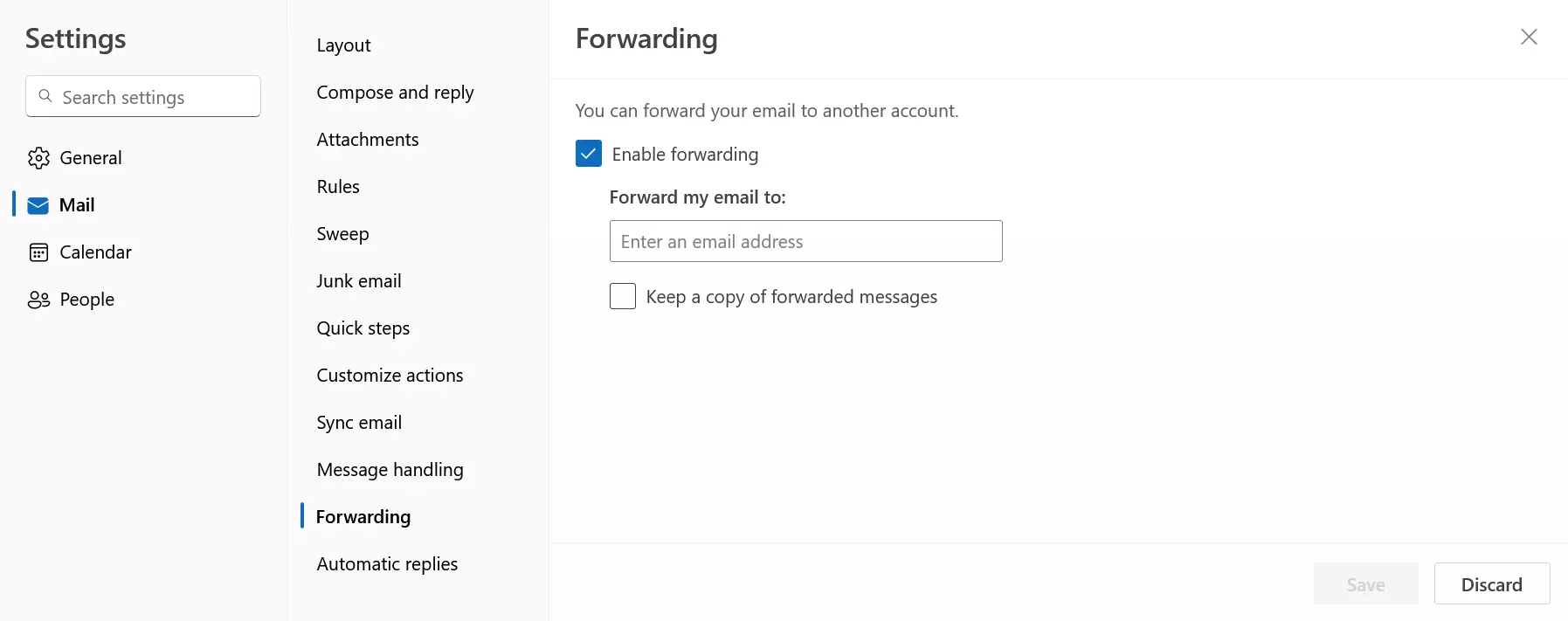 Configurações do Outlook na Web Configurações do Outlook na Web