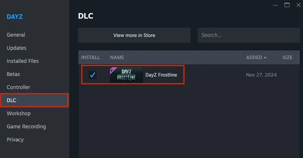Captura de tela das configurações do DayZ no Steam Imagem: Captura de tela das configurações do DayZ no Steam