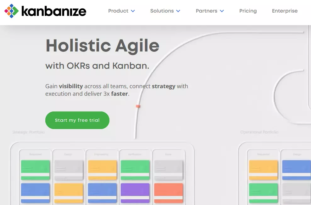 Captura de tela do site do Kanbanize Captura de tela do site do Kanbanize