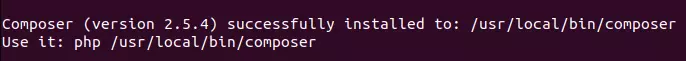 Terminal após executar o comando de instalação do Composer Terminal após executar o comando de instalação do Composer