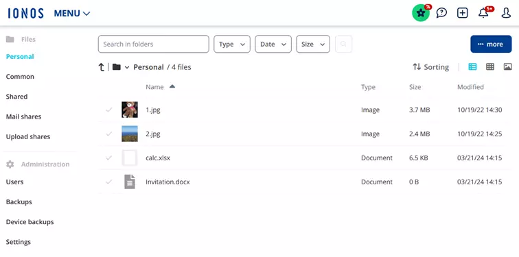 Interface de usuário do armazenamento em nuvem HiDrive Interface de usuário do armazenamento em nuvem HiDrive