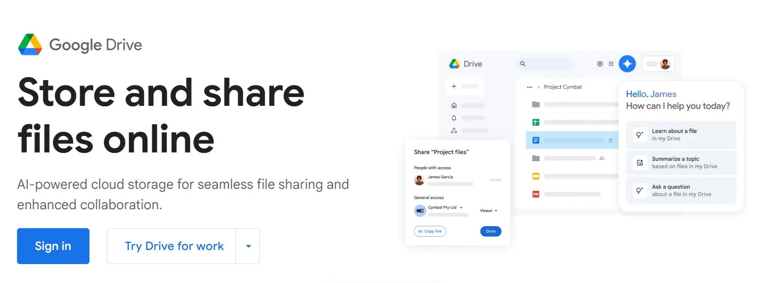 Site do provedor de armazenamento em nuvem Google Drive Imagem: Site do provedor de armazenamento em nuvem Google Drive