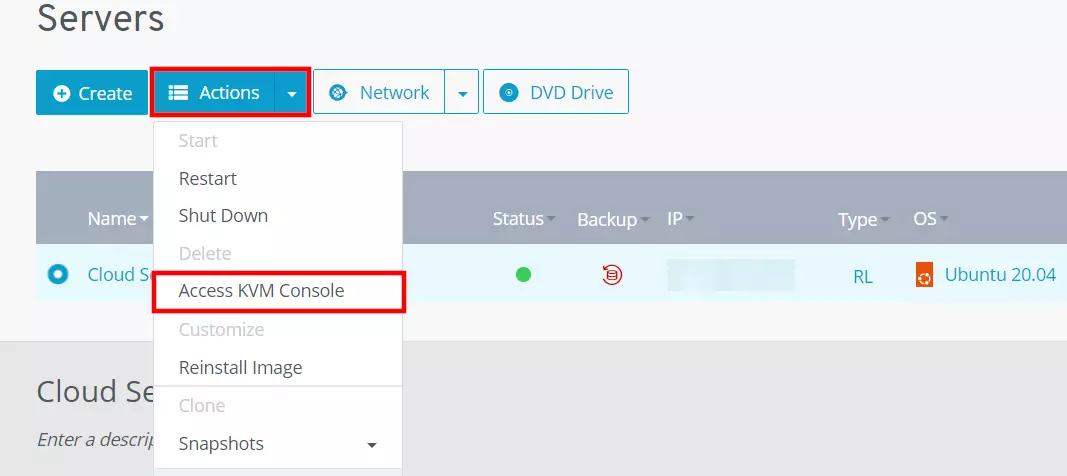 Inicie o console KVM no portal do cliente IONOS Inicie o console KVM no portal do cliente IONOS