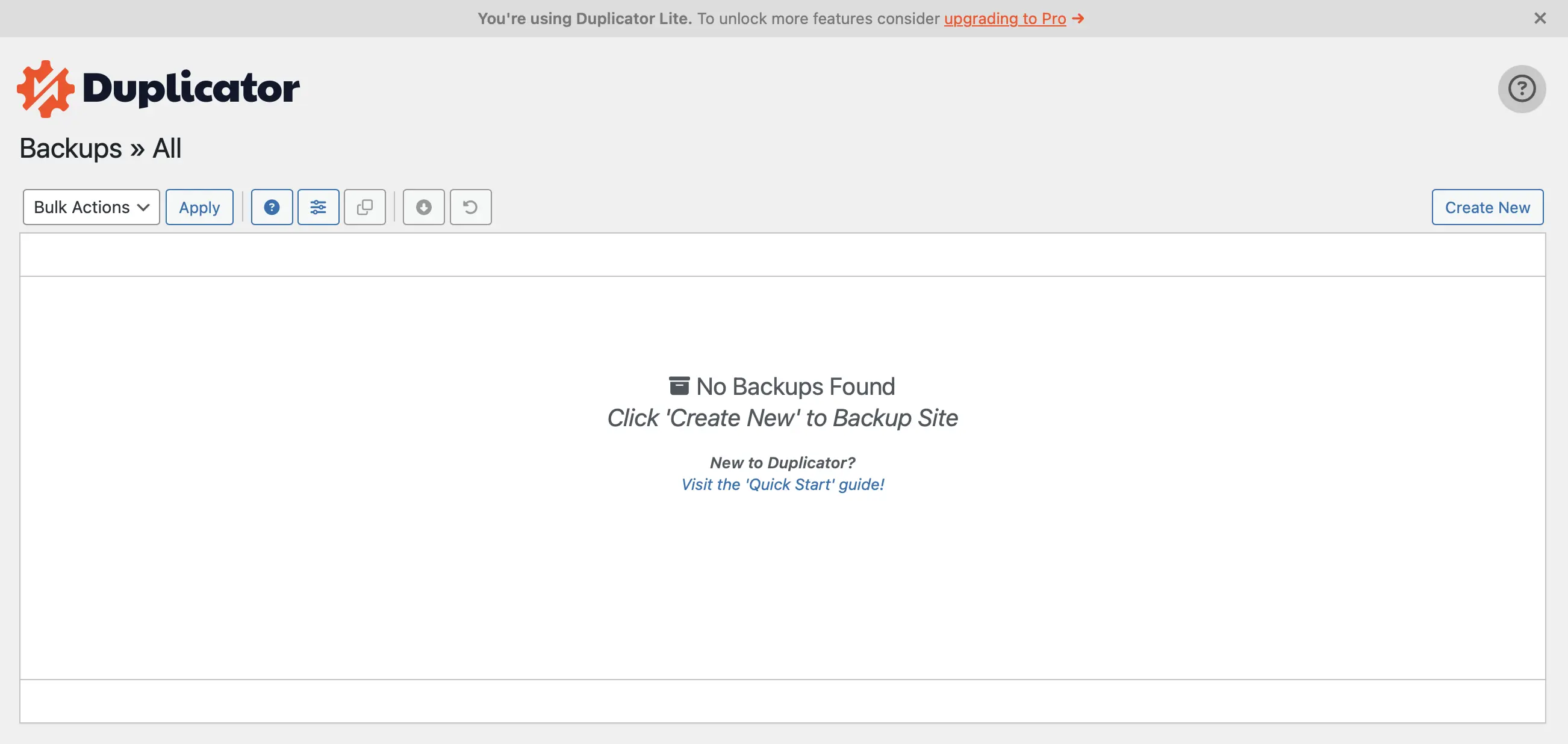 Primeiro passo para criar um backup com o plugin Duplicator Imagem: Primeiro passo para criar um backup com o plugin Duplicator