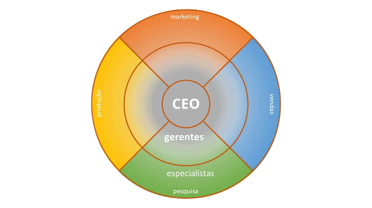 Imagem: Exemplo de estrutura organizacional de hierarquia plana