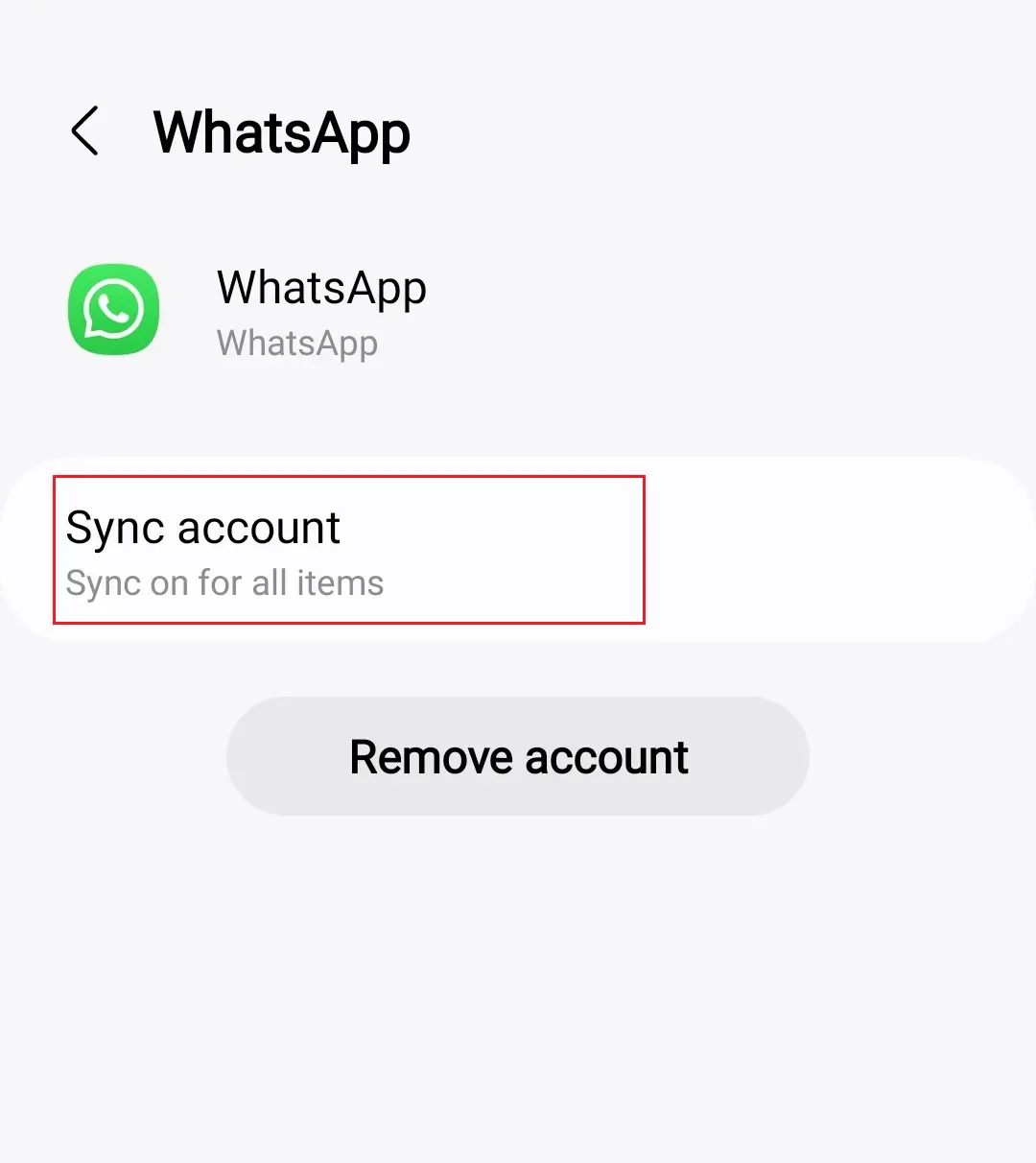 Imagem: Sincronização de conta do WhatsApp no menu “Contas”