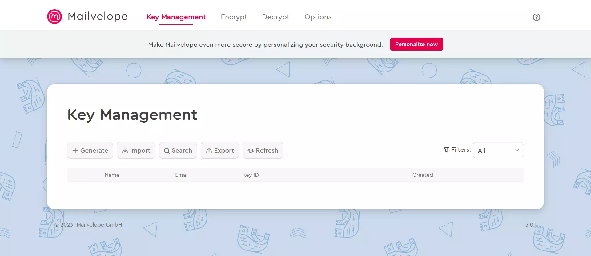 Interface do Mailvelope no navegador Firefox Interface do Mailvelope no navegador Firefox
