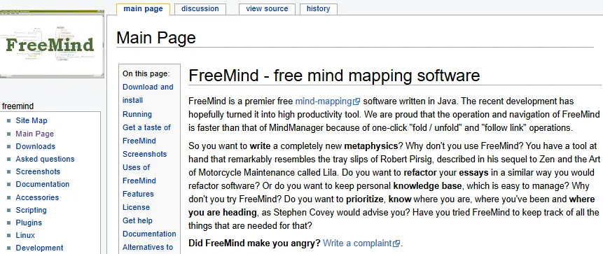 Imagem: Ferramenta de mapeamento mental FreeMind