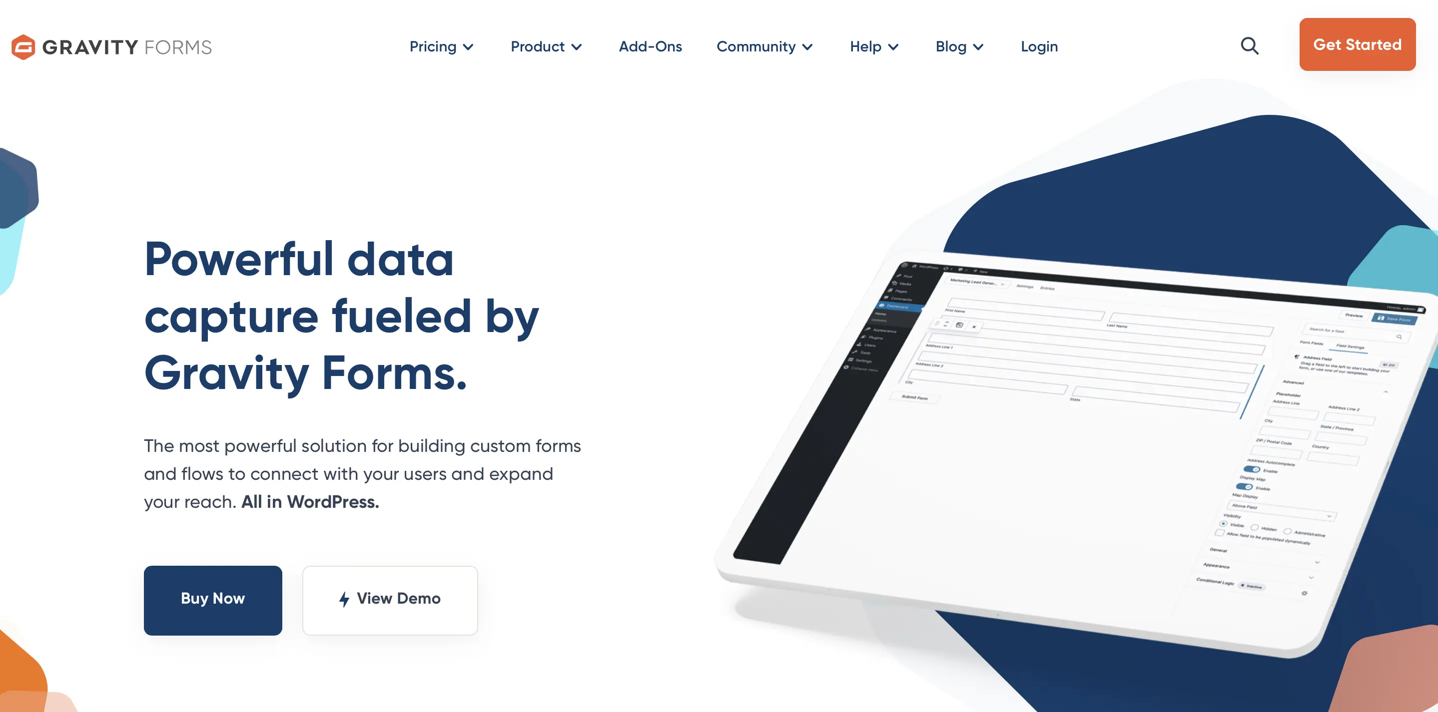Imagem: Screenshot do site do plugin de formulário de contato WordPress Gravity Forms