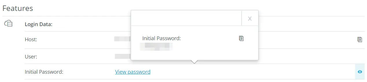 Imagem: Dados de acesso (Login data) na conta de cliente IONOS
