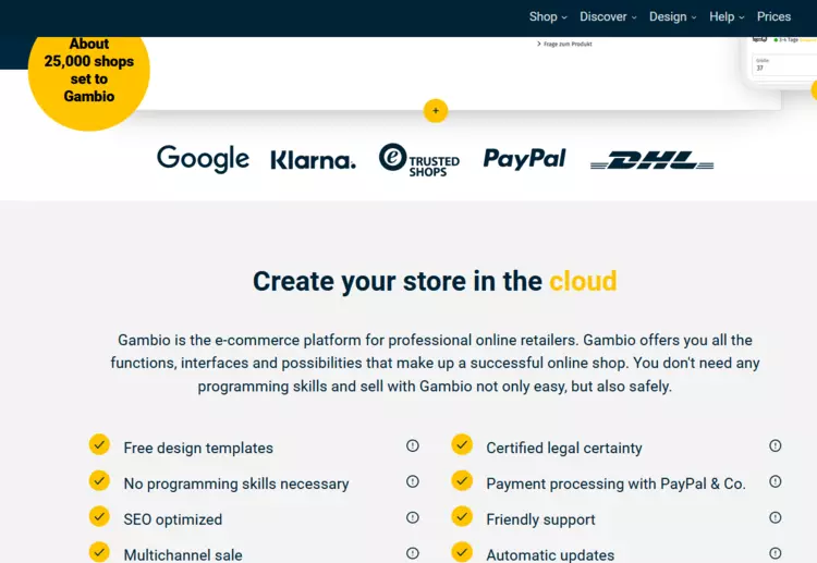 Site oficial da plataforma de e-commerce Gambio Site oficial da plataforma de e-commerce Gambio