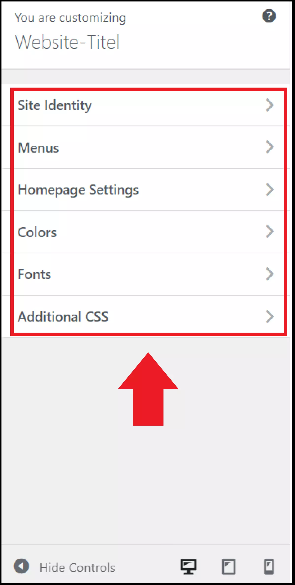 As configurações do menu “Personalizar” Imagem: As configurações do menu “Personalizar”