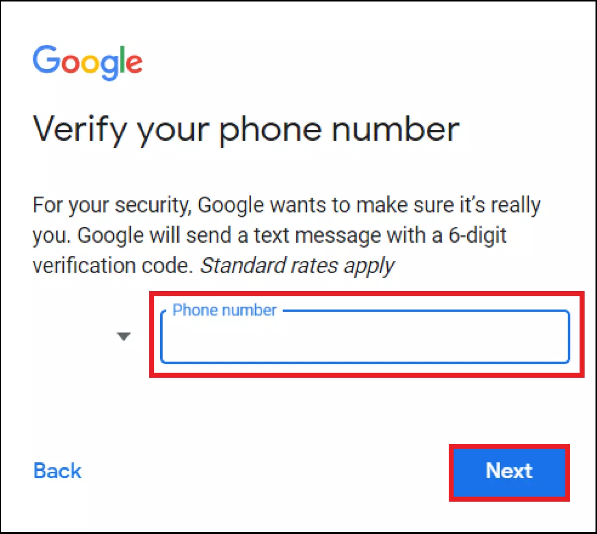 A página de registro do Google para inserir outros dados de usuário necessários A página de registro do Google para inserir outros dados de usuário necessários