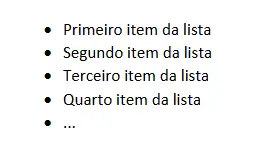 Exemplo de lista não ordenada HTML Imagem: Exemplo de lista não ordenada HTML