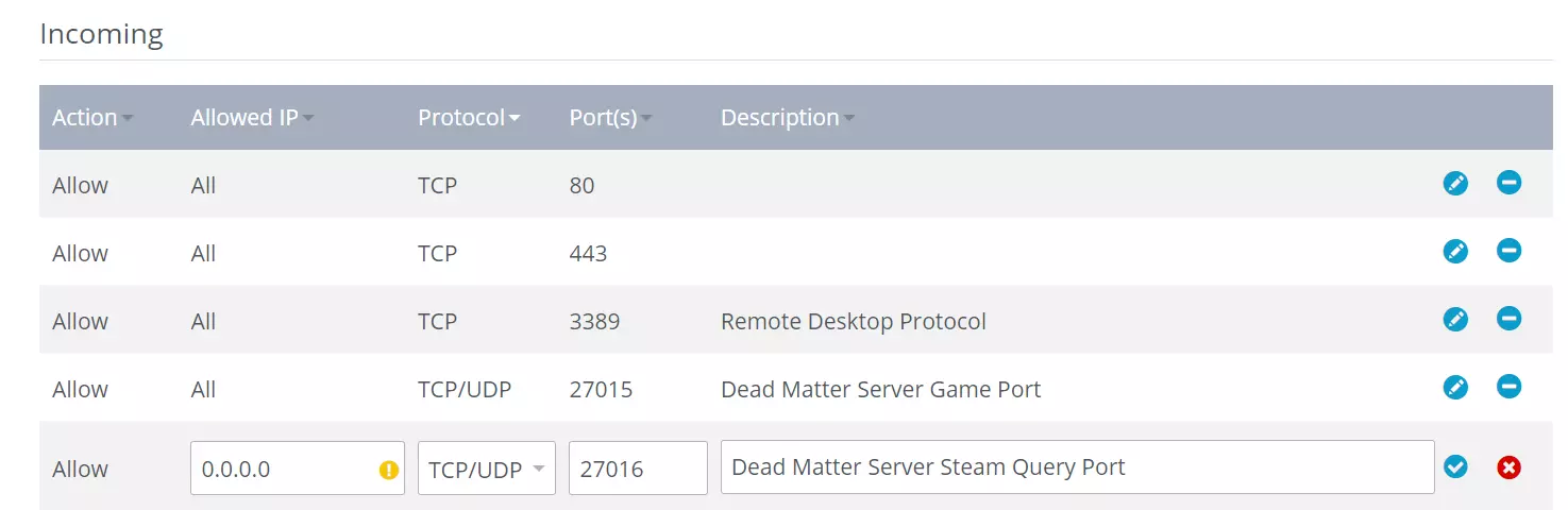 Imagem: Dashboard do cliente IOS: Port forwarding Dead Matter server