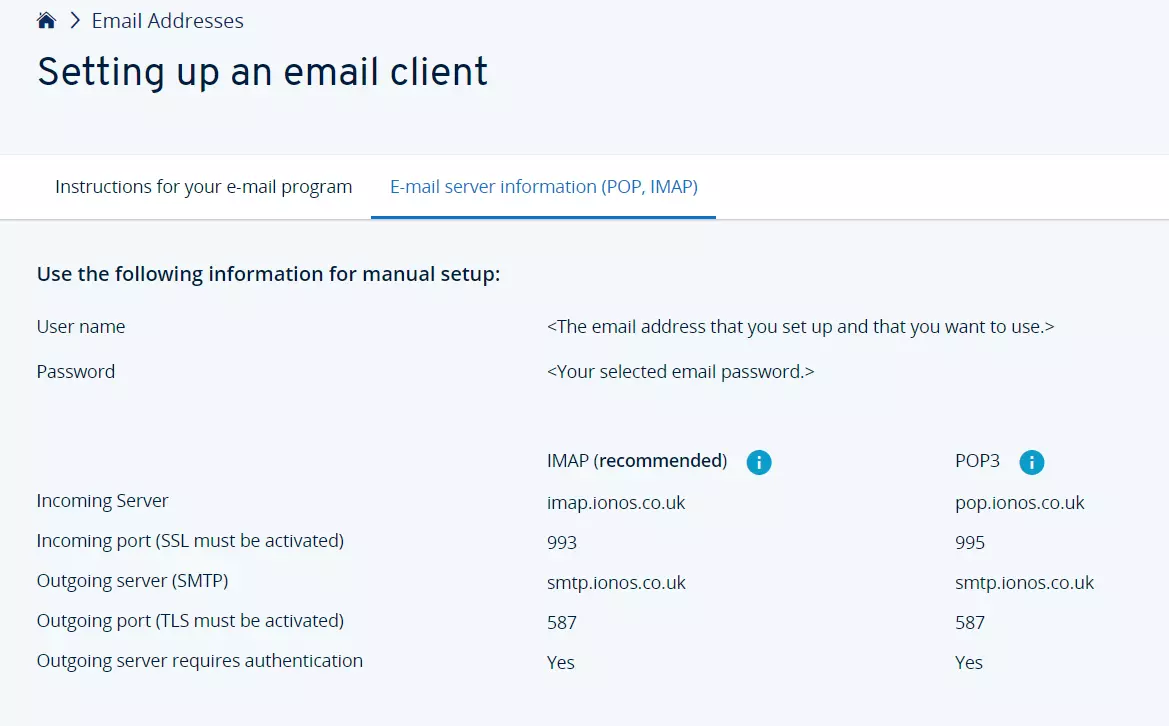 IONOS: Configurando um cliente de e-mail com SMTP Auth IONOS: Configurando um cliente de e-mail com SMTP Auth