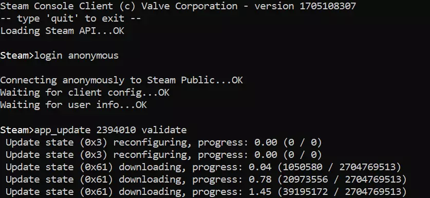 Instalação do Palworld server pelo SteamCMD Instalação do Palworld server pelo SteamCMD