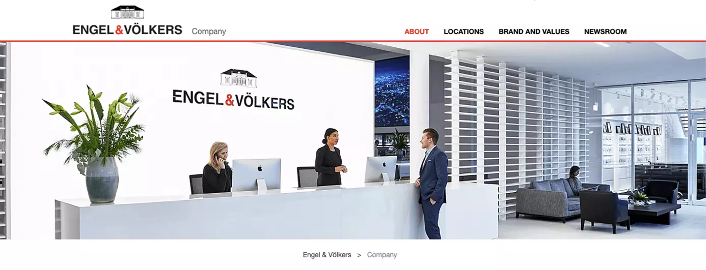 Imagem: Página “Sobre Nós” da agência imobiliária Engel & Völkers