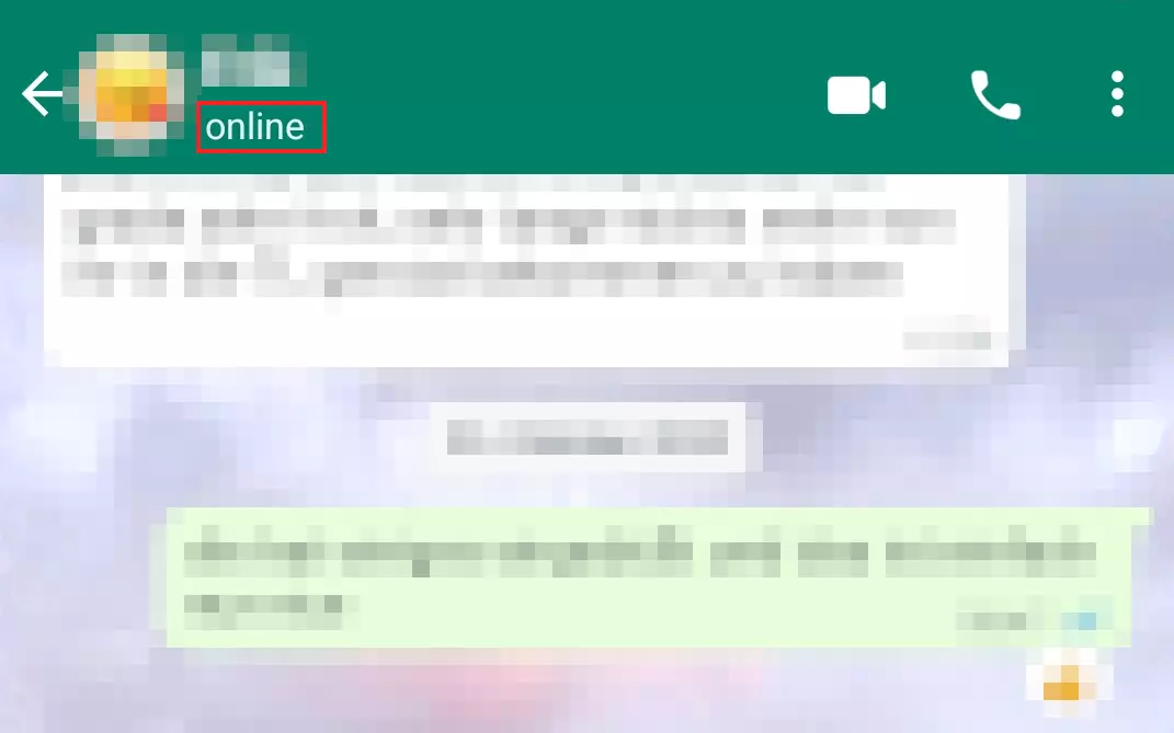 Uma captura de tela de um status on-line no WhatsApp Uma captura de tela de um status on-line no WhatsApp