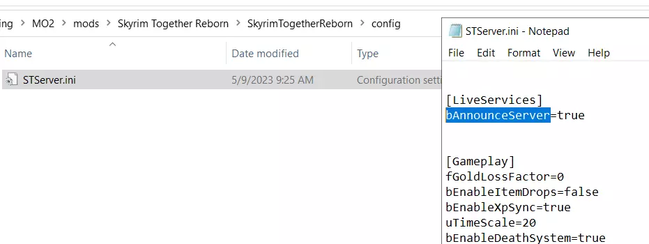 Skyrim Together server: Arquivo de configuração STServer.ini Skyrim Together server: Arquivo de configuração STServer.ini