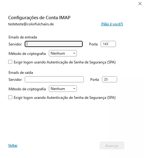 Configurações de Conta IMAP do Outlook Configurações de Conta IMAP do Outlook