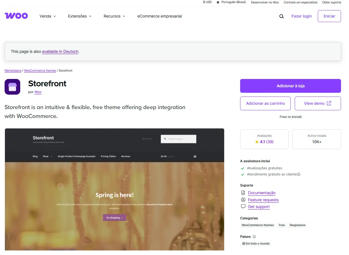 Página do Storefront, plugin de loja WooCommerce Imagem: Página do Storefront, plugin de loja WooCommerce