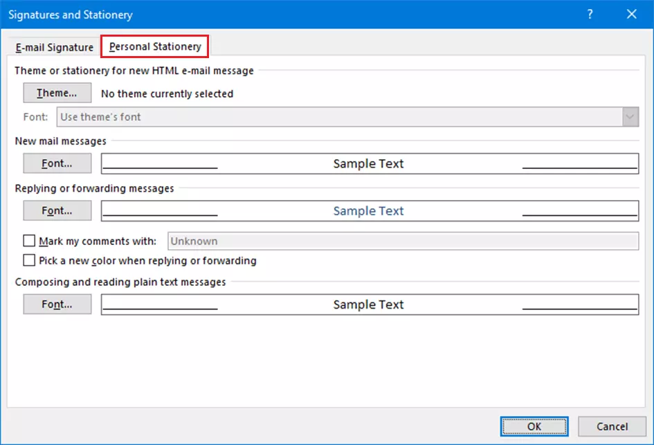 Menu Outlook: Signatures and Stationery Menu Outlook: Signatures and Stationery