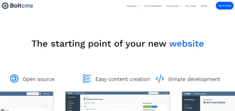 Página inicial do Bolt Página inicial do Bolt